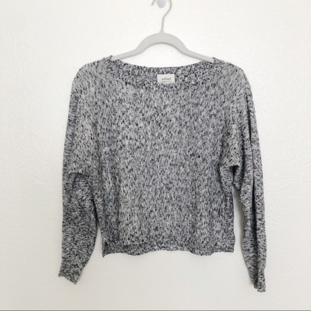 Aritzia Wilfred grey marled off shoulder knit top Size XXS